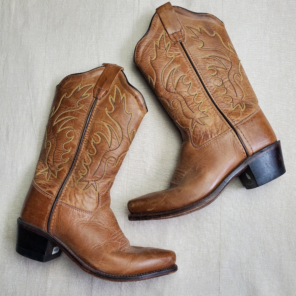 Old West Cowboy Boot Co. Boots Old West Kids Tan  Western Boots Size 10